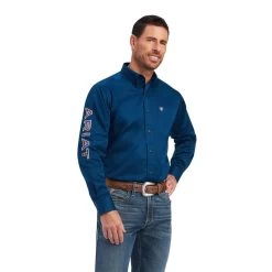 Ariat Men's Poseidon Blue Team Logo Button Down Shirt 10041529
