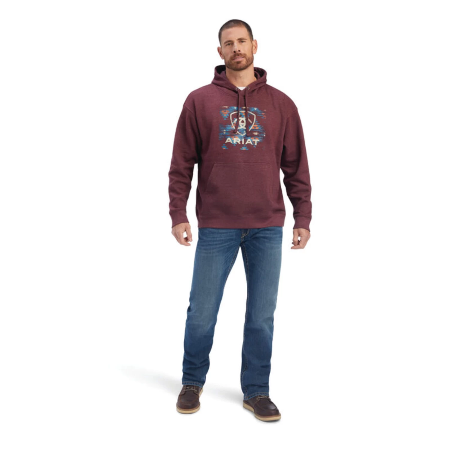 Ariat® Men's Southwest Block Malbec Heather Hoodie 10041722 - Image 4
