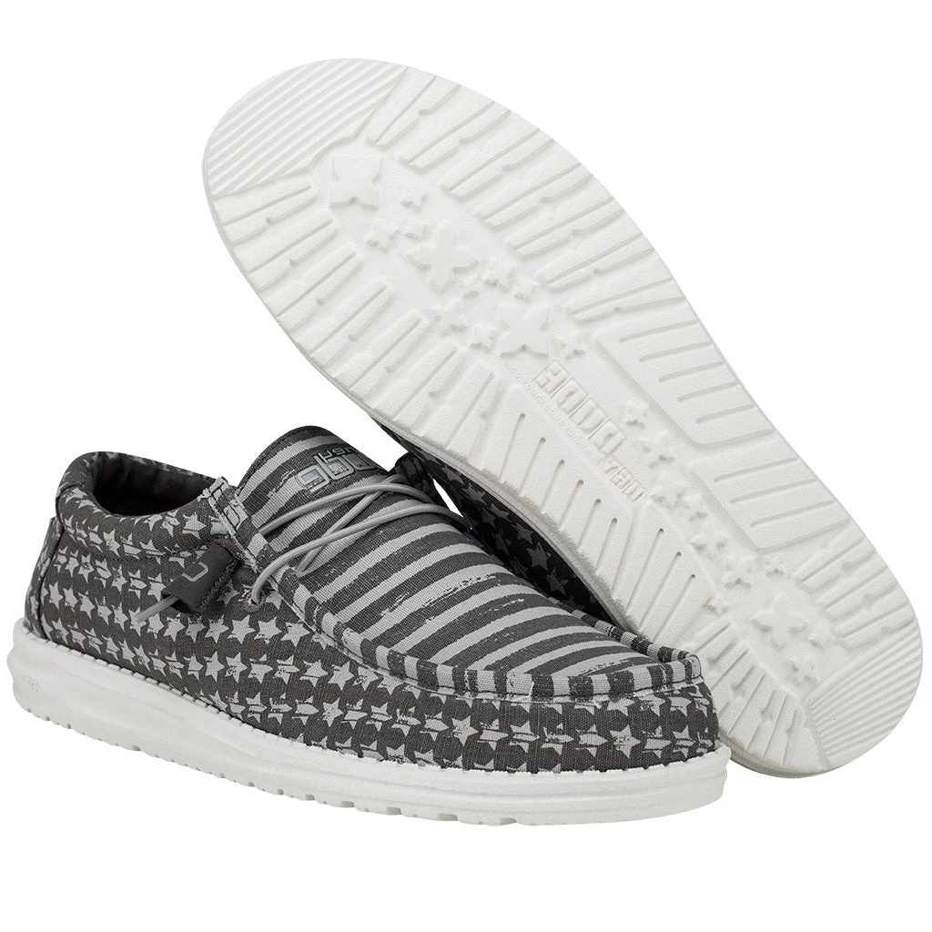 Hey Dude Men's Wally Patriotic Grey Shoes 110063196 - Image 3