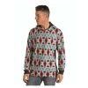 Rock & Roll Denim Men's Aztec Print Red & Turquoise Hoodie P8H1533