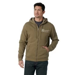 Wrangler® Men's MH Burnt Olive Heather Full Zip Hoodie 112324810