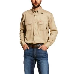 Ariat® Men's FR Flame Resistant Khaki Work Shirt 10012251