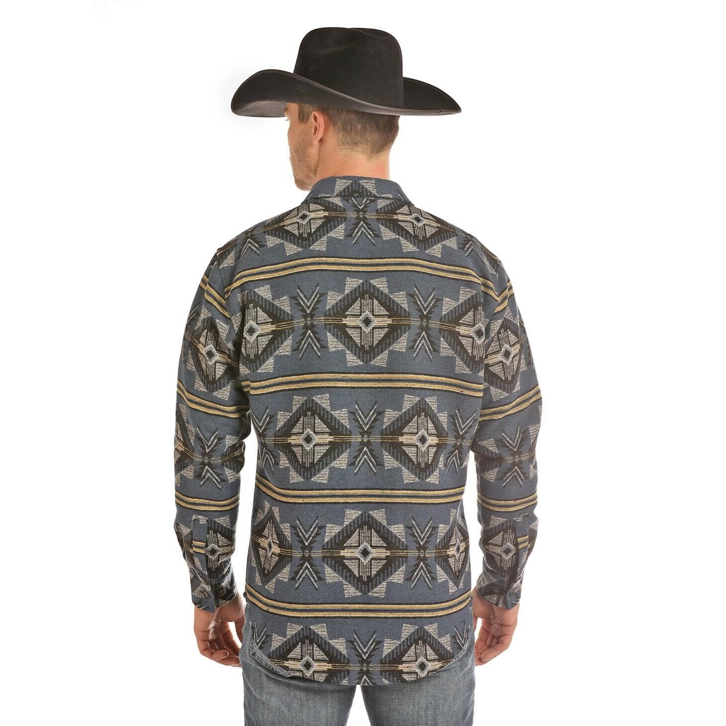 Powder River Outfitters Men's Blue Aztec Shirt Jacket 92-2686 - Image 2