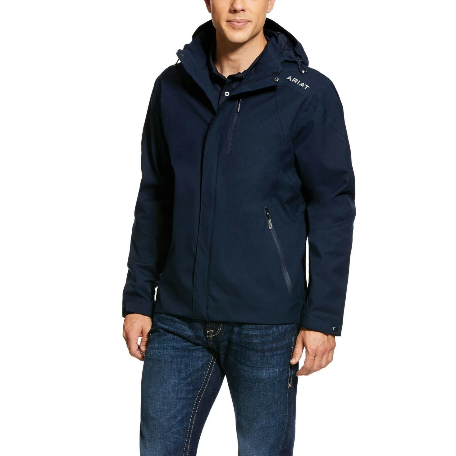 Ariat® Men's Coastal H2O Navy Blue Waterproof Hooded Jacket 10030340