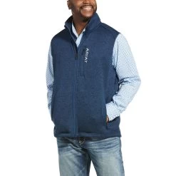 Ariat® Men's Caldwell Indigo Blue Full Zip Sweater Vest 10032953