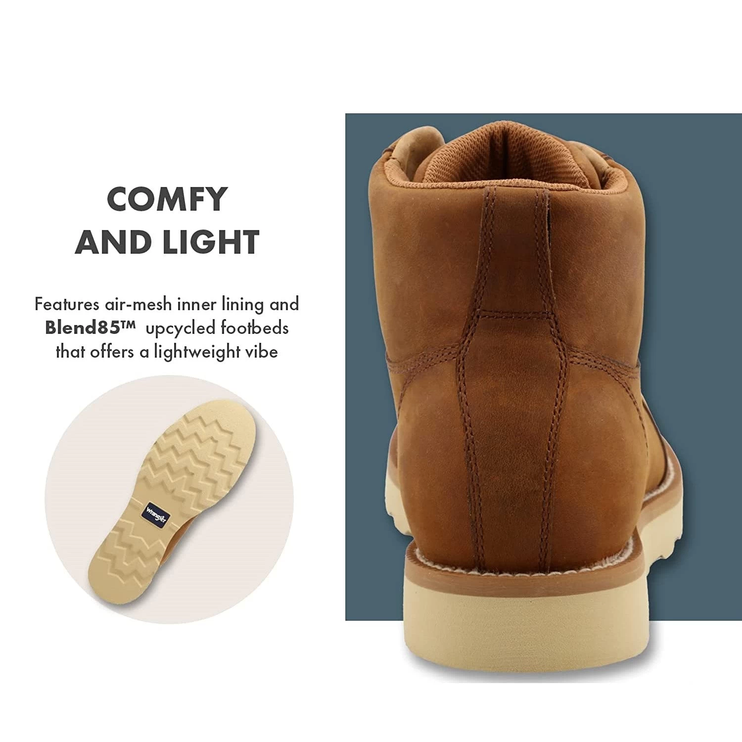 Wrangler Men's 6" Lace-Up Rugged Brown Wedge Work Boots KMQ0004 - Image 3