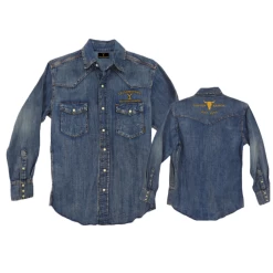 Changes® Yellowstone Men's Dutton Ranch Medium Wash Denim Snap Button Shirt 66-243-285