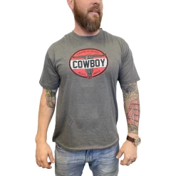 Justin Men's Bull Skull Charcoal Heather Short Sleeve T-Shirt J-G3174