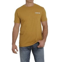 Cinch Men's Logo Printed Gold Short Sleeve T-Shirt MTT1690475