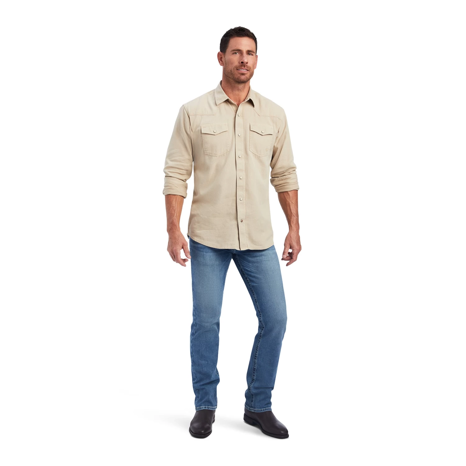 Ariat® Men's Jurlington Retro White Pepper Snap Shirt 10041409 - Image 3