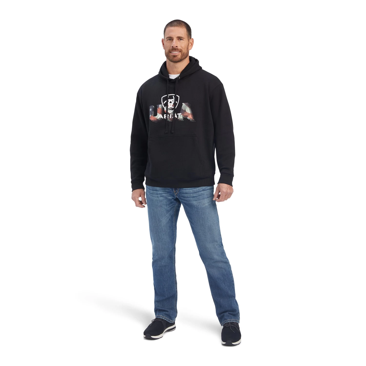 Ariat® Men's USA Proud Black Graphic Hooded Sweatshirt 10041720 - Image 3