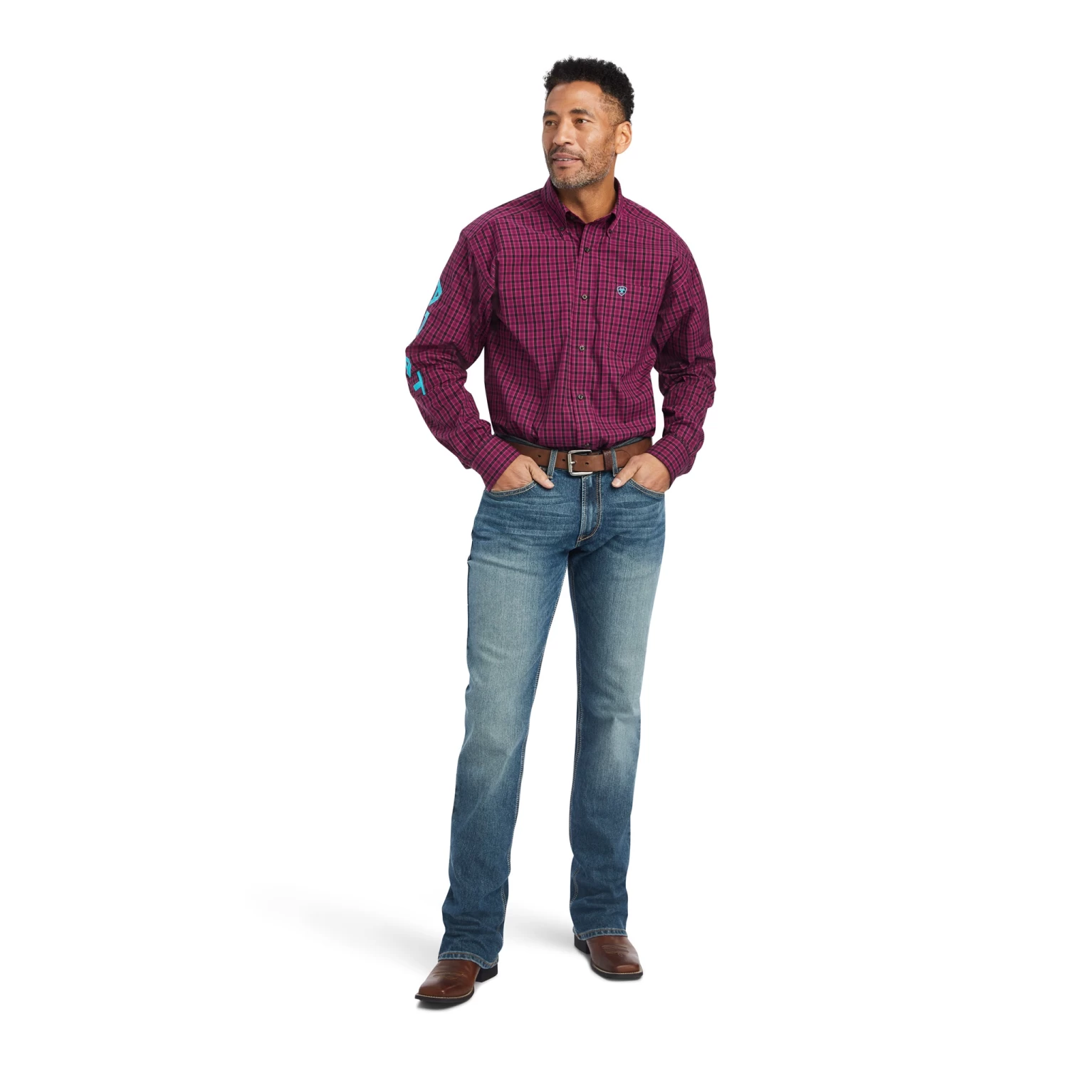 Ariat® Men's Pro Team Copper Beet Red Button Down Shirt 10042355 - Image 3