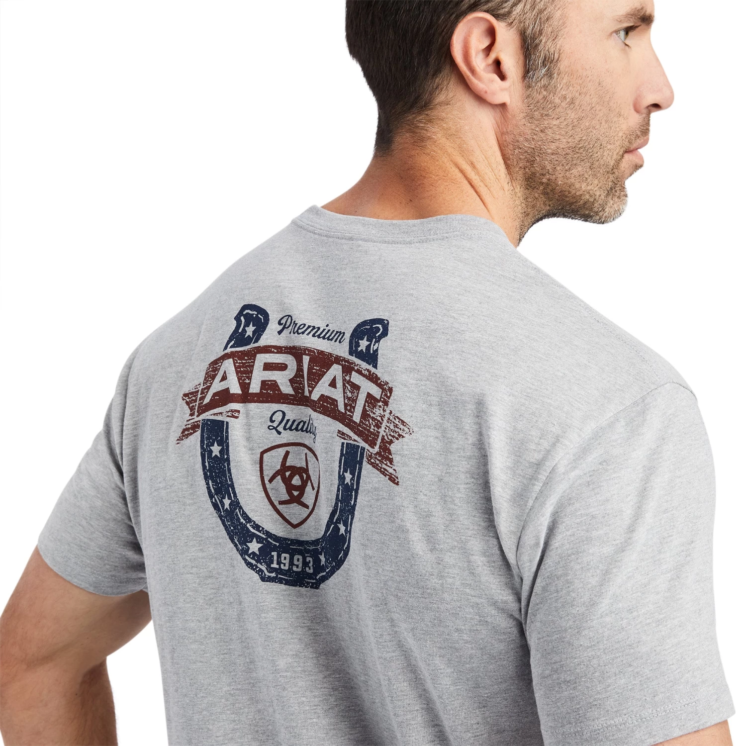 Ariat® Men's Lucky Horseshoe Grey Heather T-Shirt 10042653 - Image 3
