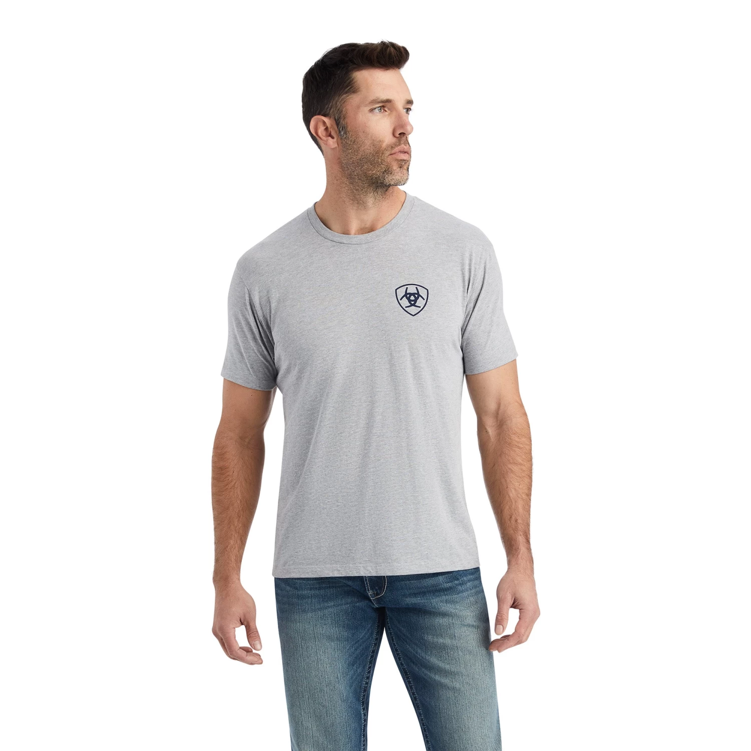 Ariat® Men's Lucky Horseshoe Grey Heather T-Shirt 10042653 - Image 2