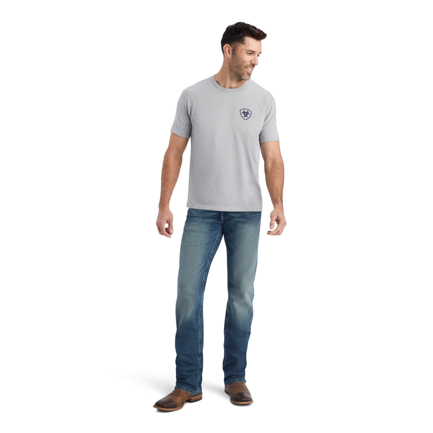 Ariat® Men's Lucky Horseshoe Grey Heather T-Shirt 10042653 - Image 4
