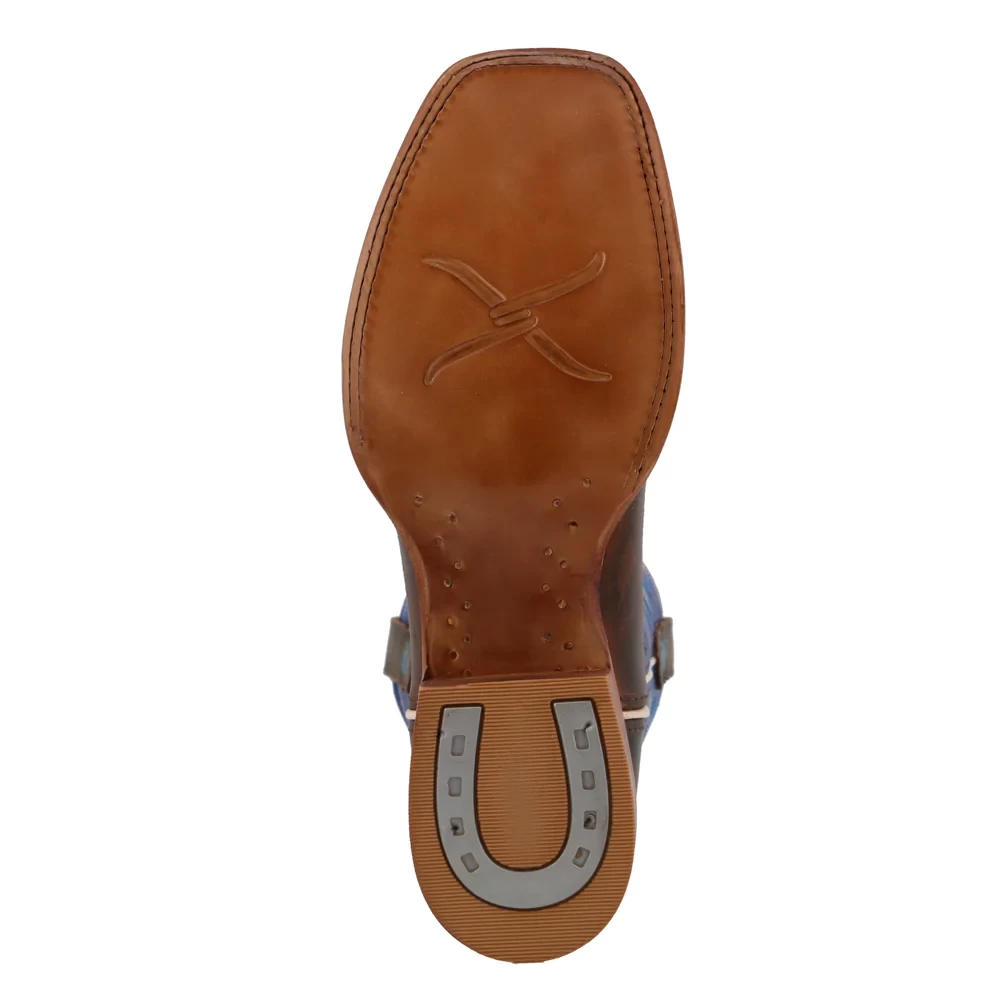 Twisted X® 12" Rancher Indigo Blue & Brown Square Toe Boots MRAL029 - Image 6
