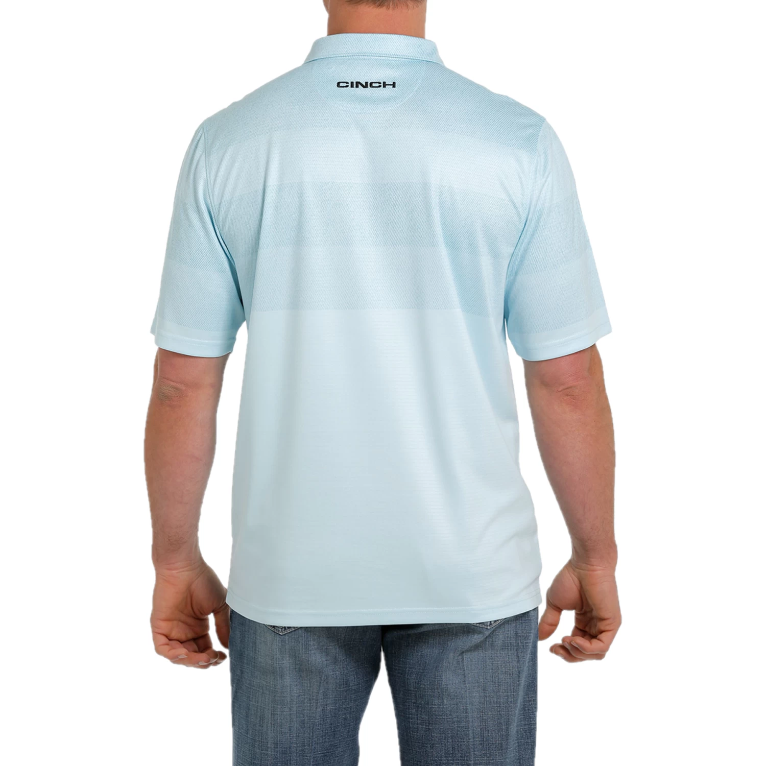Cinch® Men's Light Blue Striped Arenaflex Polo Shirt MTK1865013 - Image 2