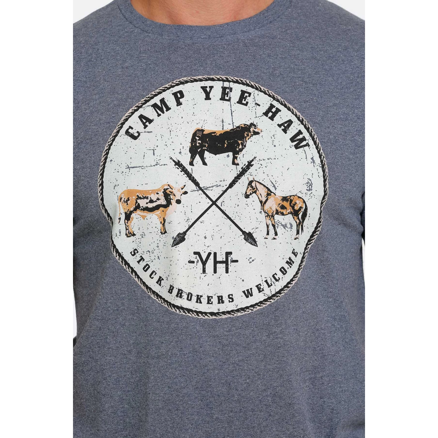 Cinch® Men's "Camp Yee-Haw" Graphic Heather Blue T-shirt MTT1690543 - Image 4