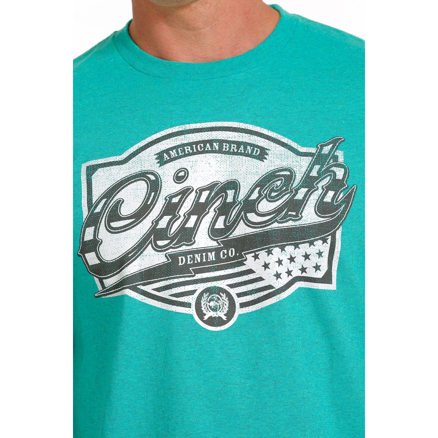 Cinch Men's Turquoise American Bran Denim Co. T-Shirt MTT1690572 - Image 3