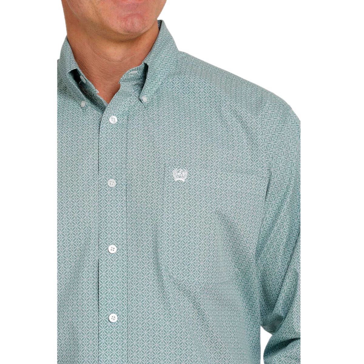 Cinch® Men's Geometric Printed Light Blue Button Down Shirt MTW1105469 - Image 2
