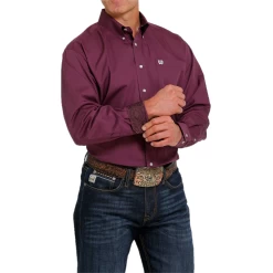 Cinch® Men's Solid Purple Western Button Down Shirt MTW1105484