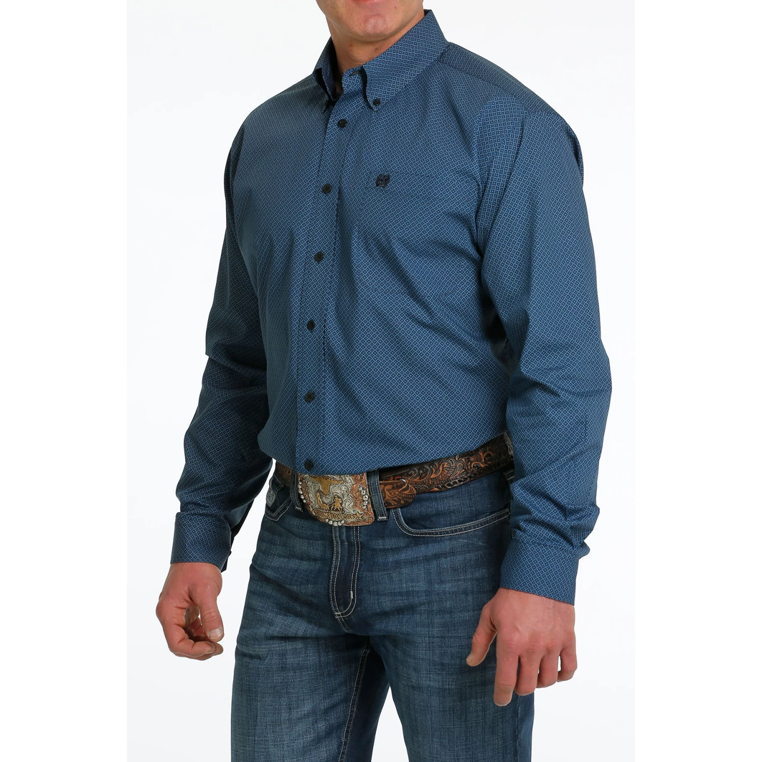 Cinch® Men's Diamond Printed Blue Button Down Shirt MTW1105510 - Image 3