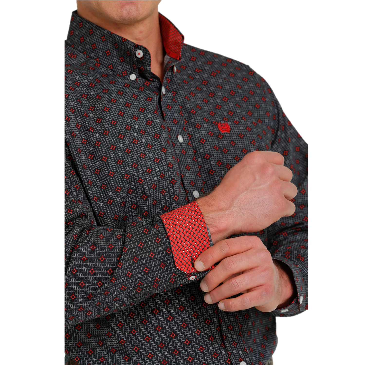 Cinch® Men's Black Geometric Printed Button Down Shirt MTW1105550 - Image 3