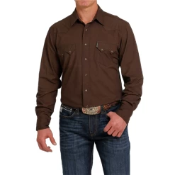 Cinch® Men's Weave Patterned Brown Snap Button Shirt MTW1301061