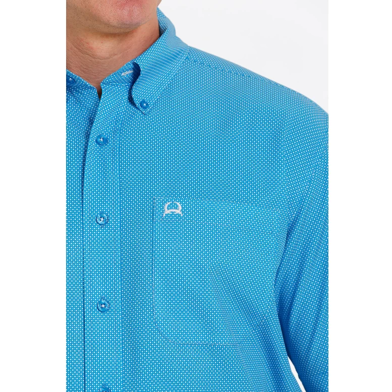 Cinch® Men's Arena Flex Dotted Blue Button Down Shirt MTW1704121 - Image 2