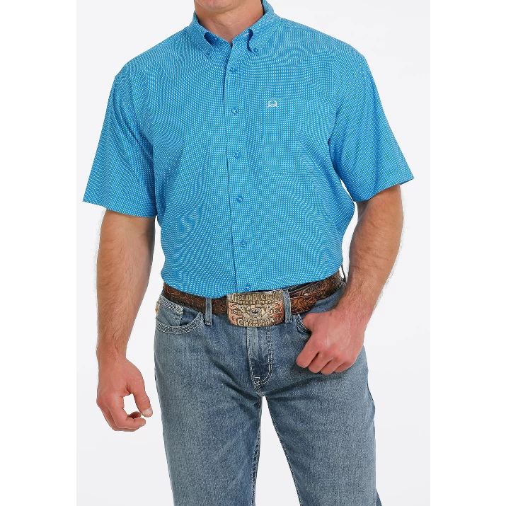 Cinch® Men's Arena Flex Dotted Blue Button Down Shirt MTW1704121