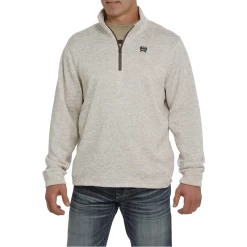Cinch Men's 1/4 Zip Solid Cream Pullover MWK1080008