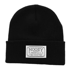 Hooey Unisex Mercantile Patch Black Knitted Beanie 2050BK