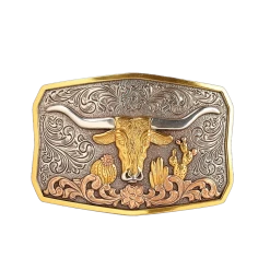 Nocona® Men's Longhorn Cactus Antique Gold & Silver Buckle 37910