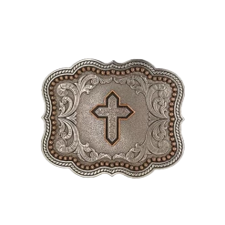 Nocona® Men's Scalloped Copper Cross Antique Silver Buckle 37911