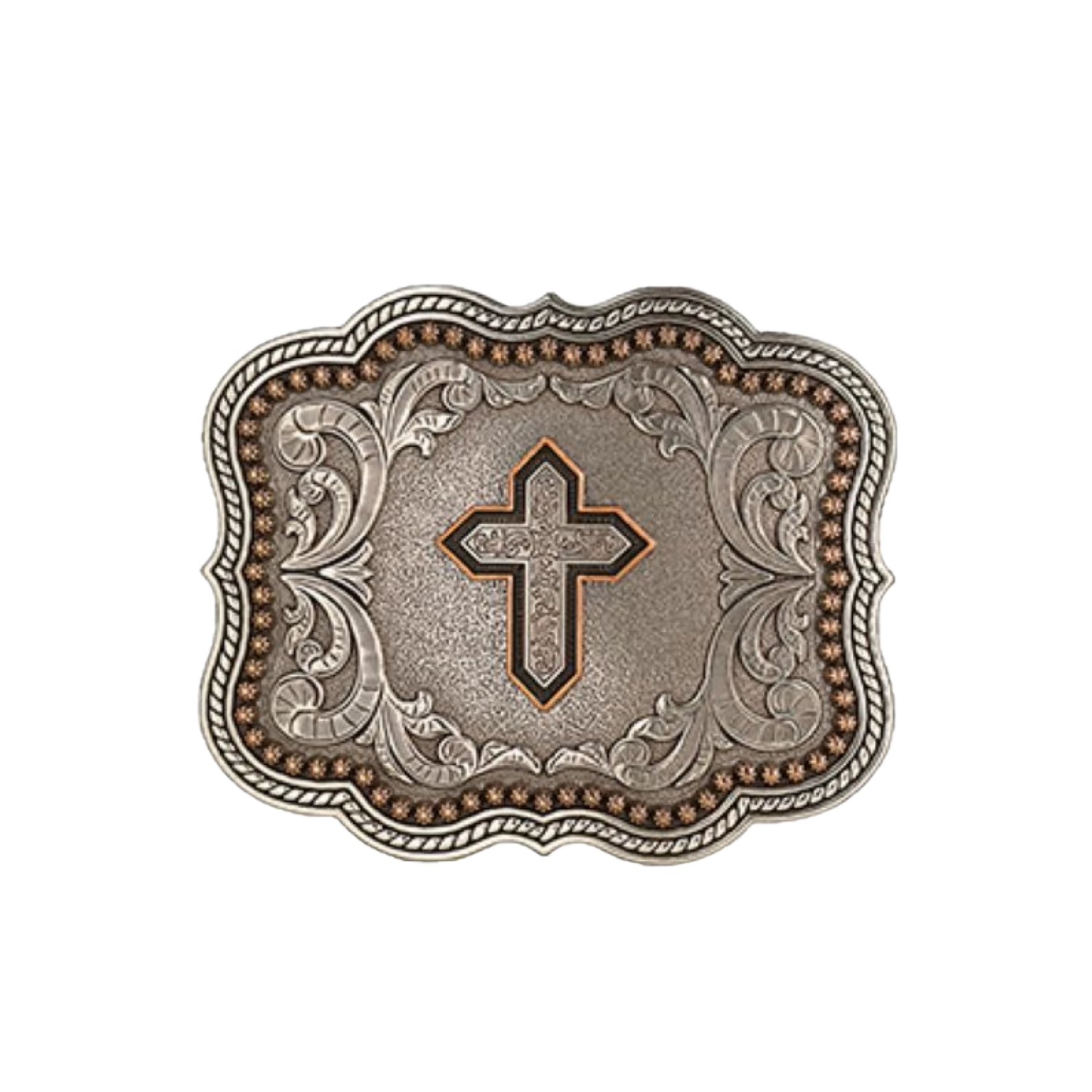 Nocona® Men's Scalloped Copper Cross Antique Silver Buckle 37911