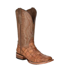 Corral Boots Corral Men's Cognac Caiman Patchwork Wide Square Toe Boots L5950