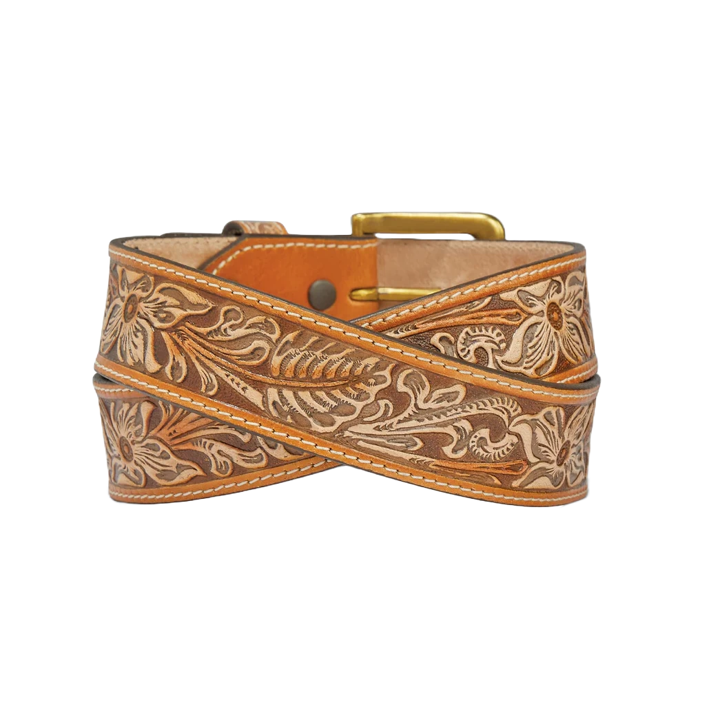 Brighton Men's Natural Floral Tan Leather Belt C14124 - Image 2
