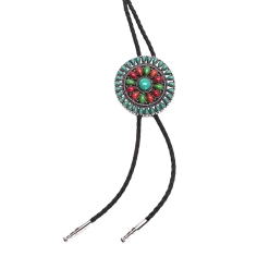 M&F® Unisex Double S Large Multicolored Concho Stone Bolo Tie 22106