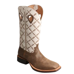 Twisted X Men's Ruff Stock Bomber And White Square Toe Boots MRS0056