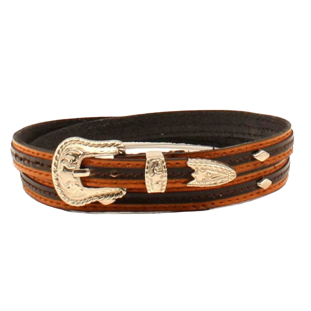 3D Men's Two Toned Leather With 3-Piece Buckle Western Hatband DH402