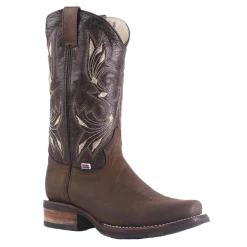 RockinLeather Men's Chocolate Crater Crazy Horse Square Toe Boots 1126