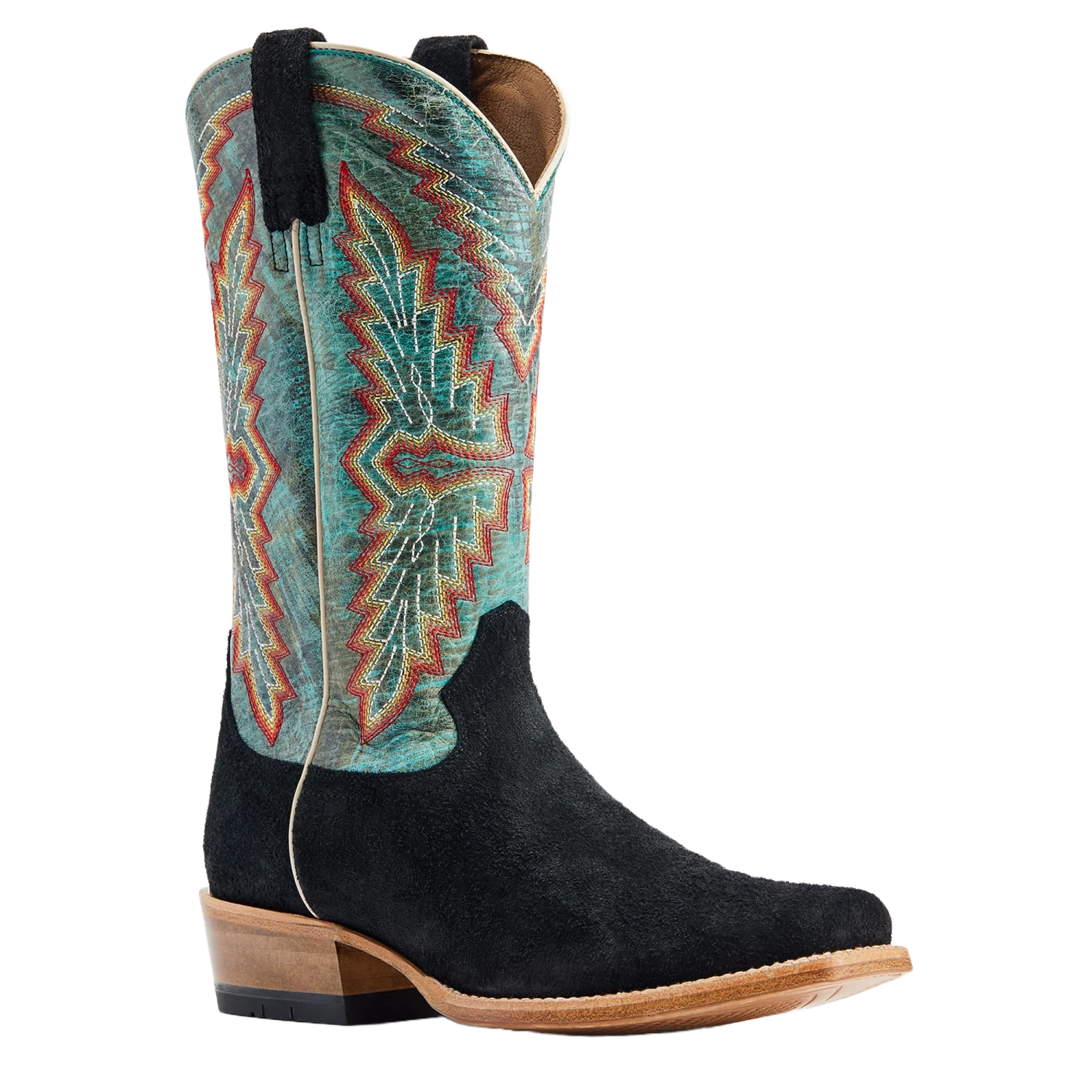 Ariat® Men's Futurity Showman Black Roughout & Roaring Turquoise Western Boots 10044498