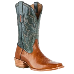 Corral Boots Corral® Men's Embroidered Honey Brown & Green Square Toe Boots A4224