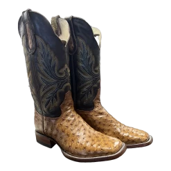 Hondo Men's Cognac Full Quill GenuineBlack Western Boots 1804