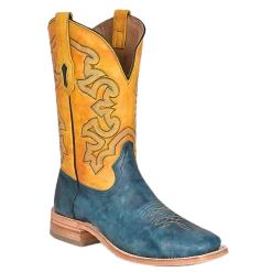Corral Boots Corral Men's Embroidered Blue & Yellow Western Boots A4381
