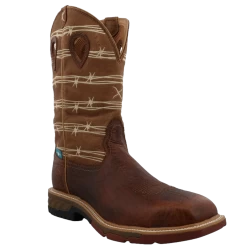 Twisted X Men's Barbwire Rustic Brown & Lion Tan Square Toe Boots MXBAW05