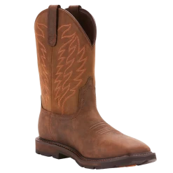 Ariat® Men's Groundbreaker H20 Square Toe Brown Work Boots 10024984