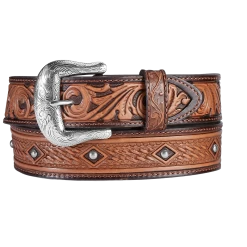 Brighton Men's Diamond Drifter Western Dark Brown Belt C42784