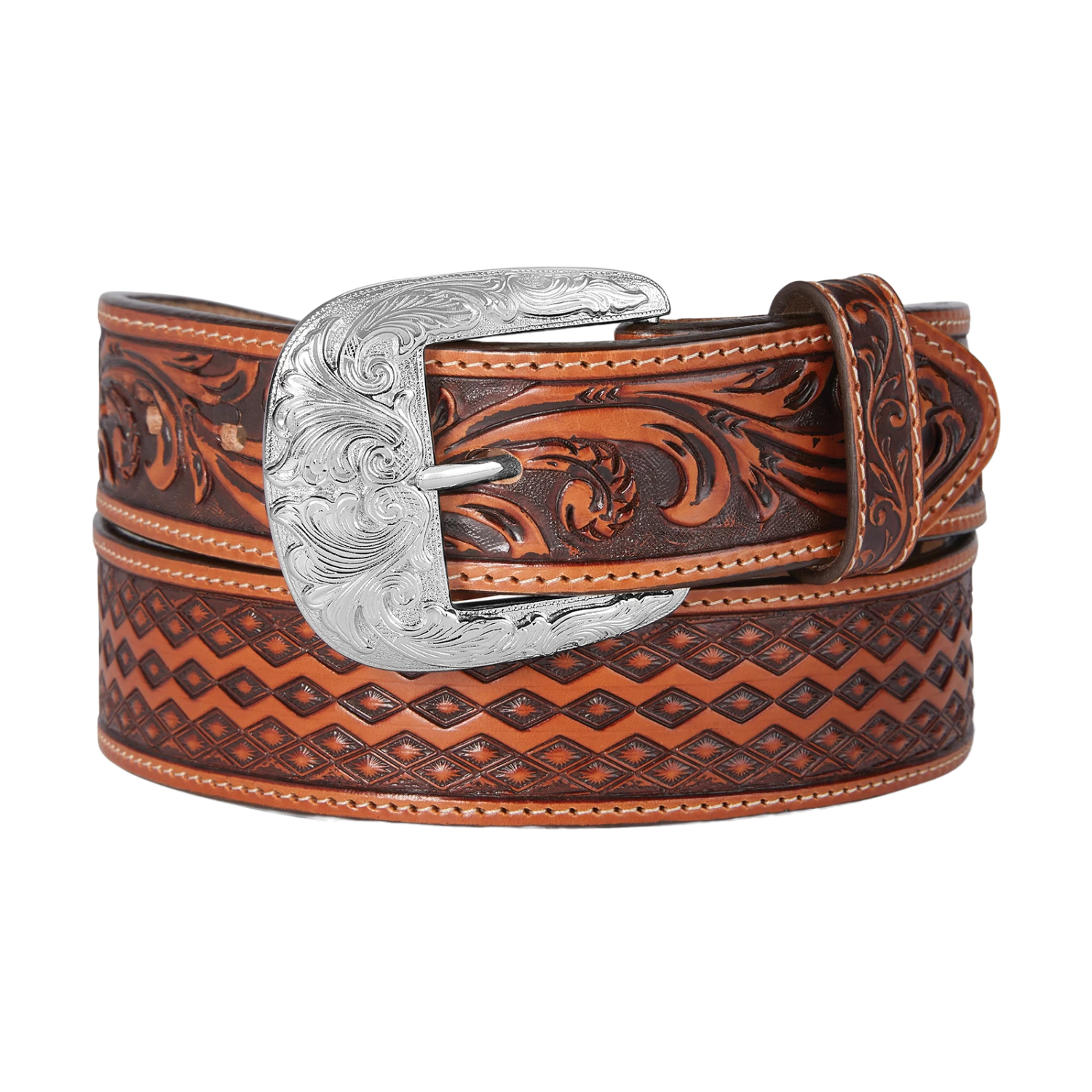 Brighton® Men's Diamond Road Tan Leather Belt C14074