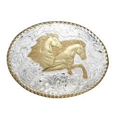 Crumrine® UnisexRope Edge Running Horses Belt Buckle C01561